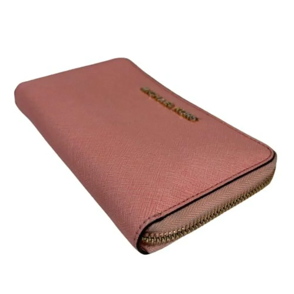 Michael Kors Jet Set Travel Rose Pink Zip Tech Phone Case Wallet Clutch